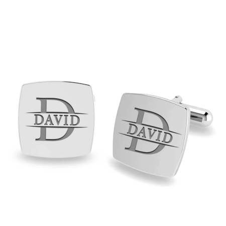 Handmade 925 Sterling Silver David Square Engraved Cufflinks Pair